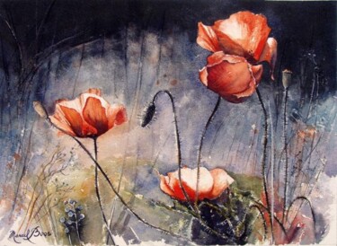 Painting titled "Coquelicots" by Marcel Boos, Original Artwork