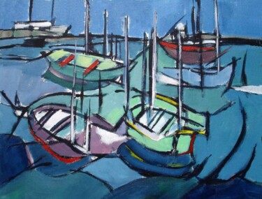 Peinture intitulée "LES BARQUES" par Marcel Clerc, Œuvre d'art originale, Acrylique