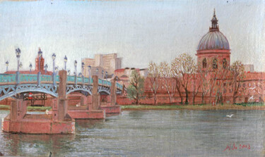 Pintura titulada "Le Pont St-Pierre,…" por Marcel Duruflé, Obra de arte original, Impresión digital Montado en Cartulina