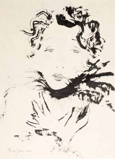 Σχέδιο με τίτλο "Silent film star" από Marcel Garbi, Αυθεντικά έργα τέχνης, Μελάνι