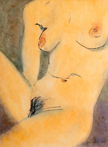 Peinture intitulée "Two cherries and on…" par Marcel Garbi, Œuvre d'art originale, Aquarelle