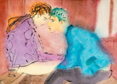 Painting titled "I am with you" by Marcel Garbi, Original Artwork, Watercolor