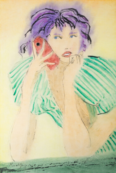 Painting titled "Are you coming over?" by Marcel Garbi, Original Artwork, Watercolor