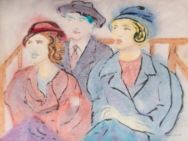 Peinture intitulée "Watching the show w…" par Marcel Garbi, Œuvre d'art originale, Aquarelle