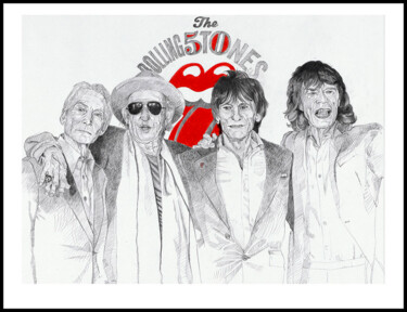 Drawing titled "50 years Rolling St…" by Marcello Van Den Dop, Original Artwork, Pencil