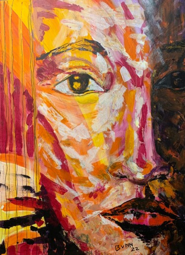 Peinture intitulée "Rainbow face" par Marcia Bunn, Œuvre d'art originale, Acrylique