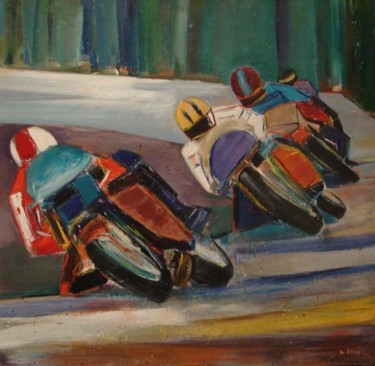 Painting titled "DAYTONA LE VIRAGE" by Marc Levy, Original Artwork