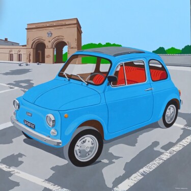 Painting titled "500 in via Roma" by Marco Arduini, Original Artwork, Acrylic