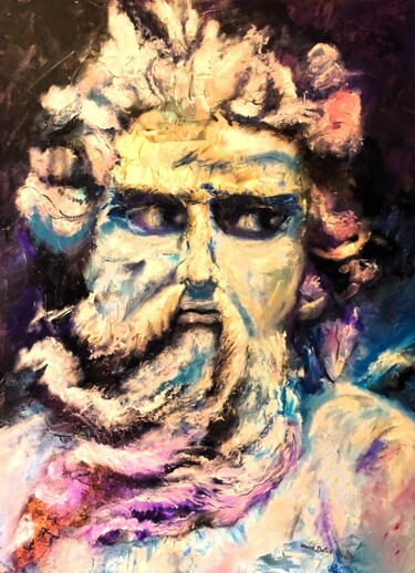 Pittura intitolato "Zeus." da Marco Dalès, Opera d'arte originale, Olio Montato su Telaio per barella in legno