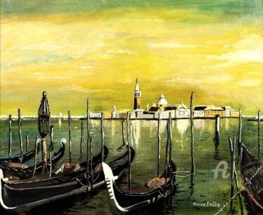 Painting titled "Venise" by Marco Dalès, Original Artwork, Oil Mounted on Wood Stretcher frame
