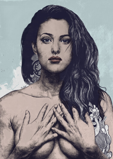 Digitale Kunst mit dem Titel "Monica Bellucci pop…" von Marco Paludet, Original-Kunstwerk, Digitale Malerei