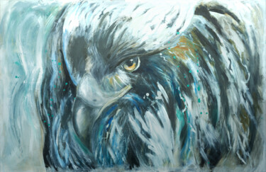 Painting titled "Adler" by Marco Perini, Original Artwork, Oil Mounted on Wood Stretcher frame