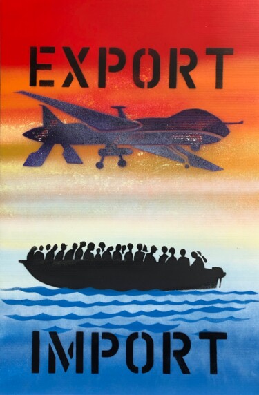 Pintura intitulada "export import" por Marco Teatro, Obras de arte originais, Tinta spray