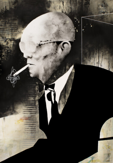 Drawing titled "SMOKING" by Marco Tidu, Original Artwork, Acrylic