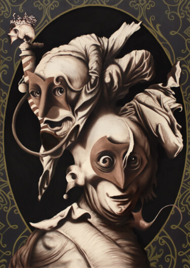 Disegno intitolato "LE MASCHERE" da Marco Tidu, Opera d'arte originale, Acrilico