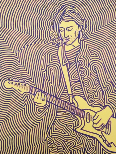 Pintura intitulada "Kurt Cobain" por Marco Ugoni, Obras de arte originais, Acrílico Montado em Armação em madeira