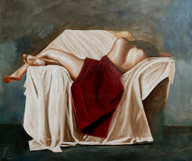 绘画 标题为“Mujer dormida” 由Marco Zamudio, 原创艺术品, 油 安装在木板上