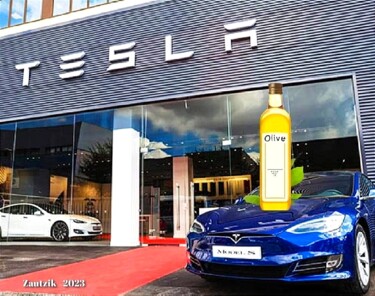 Цифровое искусство под названием "Olio su tesla" - Marco Zautzik, Подлинное произведение искусства, Фотомонтаж