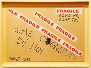 Colagens intitulada "Fragile come te com…" por Marco Zautzik, Obras de arte originais, Fita adesiva