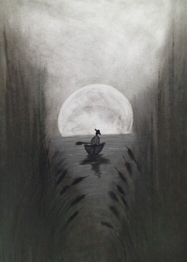 「Viagem」というタイトルの描画 Marcos Bastosによって, オリジナルのアートワーク, 木炭