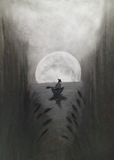 Drawing titled "Viagem" by Marcos Bastos, Original Artwork, Charcoal