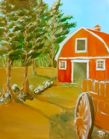 Schilderij getiteld "BarnHouse" door Marcel Ramet, Origineel Kunstwerk, Acryl