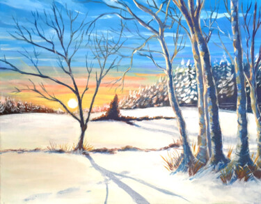 Schilderij getiteld "WinterSunset" door Marcel Ramet, Origineel Kunstwerk, Acryl