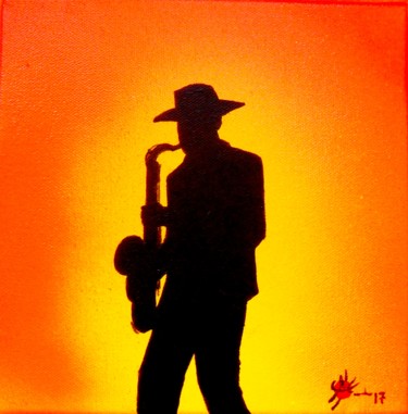 Painting titled "Ombre jazz II" by Marc Parmentier, Original Artwork, Acrylic Mounted on Wood Stretcher frame