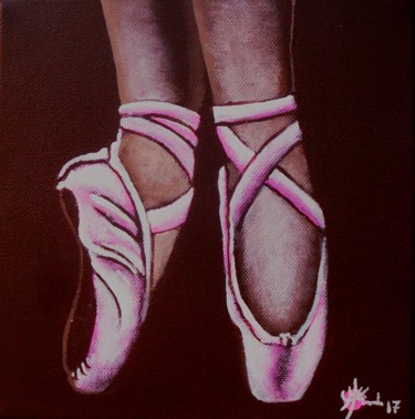 Painting titled "Chaussons roses" by Marc Parmentier, Original Artwork, Acrylic Mounted on Wood Stretcher frame