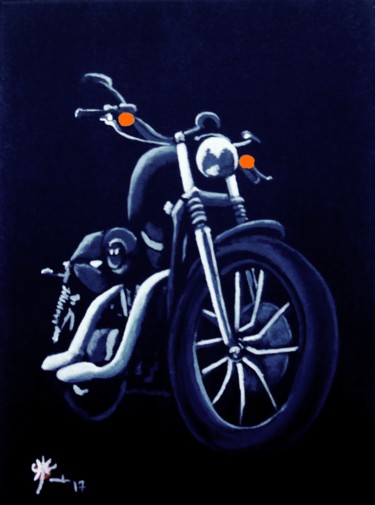 Painting titled "Harley" by Marc Parmentier, Original Artwork, Acrylic Mounted on Wood Stretcher frame