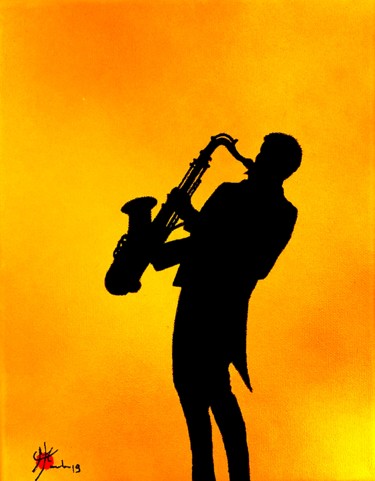 Pittura intitolato "Ombre jazz III" da Marc Parmentier, Opera d'arte originale, Spray Montato su Telaio per barella in legno