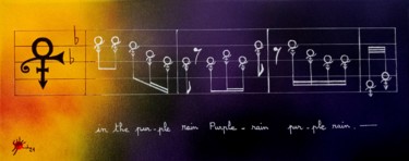 Картина под названием "Purple rain" - Marc Parmentier, Подлинное произведение искусства, Рисунок распылителем краски