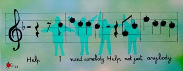 Painting titled "Help" by Marc Parmentier, Original Artwork, Spray paint