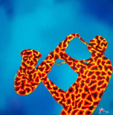 Картина под названием "Eruption Jazz" - Marc Parmentier, Подлинное произведение искусства, Рисунок распылителем краски Устан…