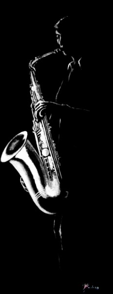 "Sax blanc" başlıklı Tablo Marc Parmentier tarafından, Orijinal sanat, Akrilik Ahşap Sedye çerçevesi üzerine monte edilmiş