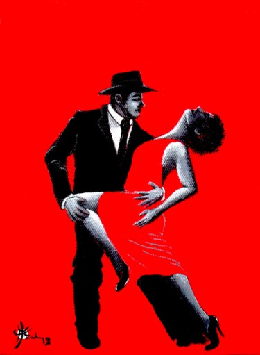 Pintura titulada "Tango rouge XI" por Marc Parmentier, Obra de arte original, Acrílico Montado en Bastidor de camilla de mad…