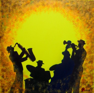 Peinture intitulée "Jazz en feu II" par Marc Parmentier, Œuvre d'art originale, Acrylique Monté sur Châssis en bois