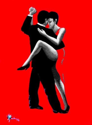 Pintura titulada "Tango rouge XIII" por Marc Parmentier, Obra de arte original, Acrílico Montado en artwork_cat.
