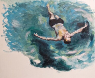 「Sur l'eau.」というタイトルの絵画 Marc Sellamによって, オリジナルのアートワーク, オイル ウッドストレッチャーフレームにマウント