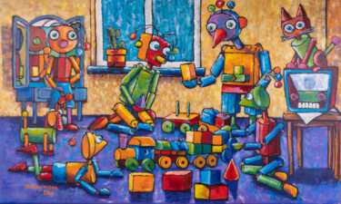 绘画 标题为“Playing Toys” 由Marek Hausmann, 原创艺术品, 油