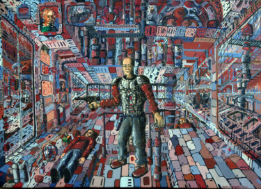 Pittura intitolato "cyborg-coloryzmu" da Marek Izydorczyk, Opera d'arte originale, Olio