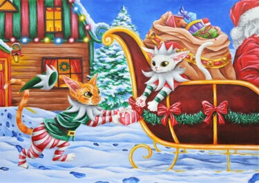 Schilderij getiteld "On Christmas Eve" door Maretta Elsalieva, Origineel Kunstwerk, Acryl