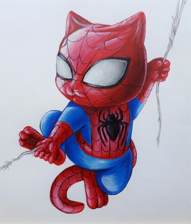 「Spider-Cat」というタイトルの絵画 Maretta Elsalievaによって, オリジナルのアートワーク, アクリル