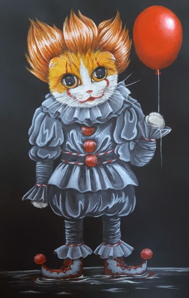 Malerei mit dem Titel "Clown Pennywise" von Maretta Elsalieva, Original-Kunstwerk, Acryl
