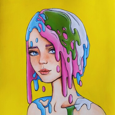 Painting titled "Bright Girl" by Maretta Elsalieva, Original Artwork, Acrylic