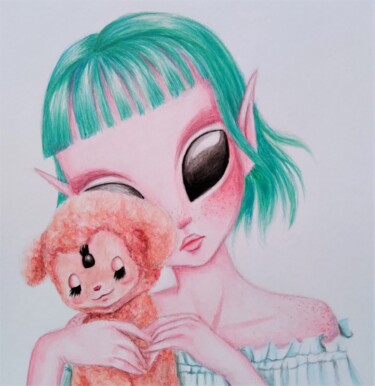 Pintura intitulada "Aliens" por Maretta Elsalieva, Obras de arte originais, Aquarela