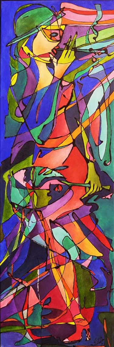 Pintura intitulada "Cykl Taniec- Karnaw…" por Margalit (Malgorzata Krasucka), Obras de arte originais, Óleo