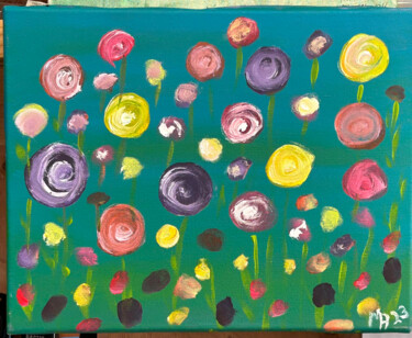 Painting titled "Wildflowers-abstrac…" by Margaret Allen, Original Artwork, Acrylic