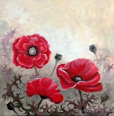 Painting titled "Poppies_De pavot" by Margarita Ado, Original Artwork, Acrylic