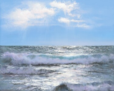 Pintura intitulada "Seascape, oil paint…" por Margarita Alimova, Obras de arte originais, Óleo Montado em Painel de madeira
